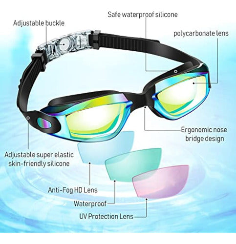 Flutesan Pack of 3 Anti-Fog Swimming Goggles 2