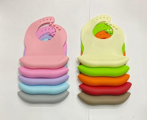 Waterproof Silicone Bib with Containment Pocket for Babies 21