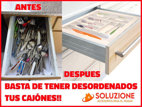 Soluzione Cubiertero Organizador Plástico Cocina Hogar Casa 50x49 Cm 6