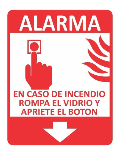 DS Carteleria Cartel En Caso De Incendio Boton Alarma 20x25 Alto Impacto 0