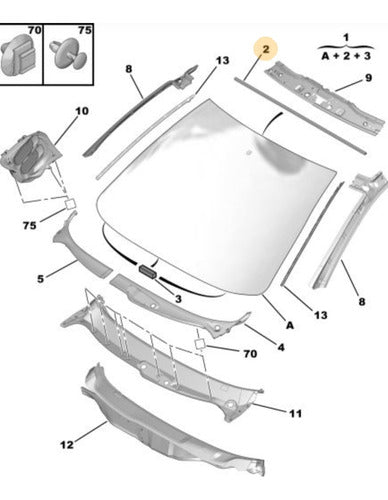 Peugeot Moldura Superior Embellecedor Parabrisas 206 207 1