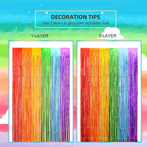 Lolstar Rainbow Fringe Curtains 100x200cm, 2 Units for Parties 7