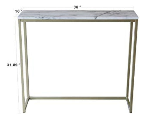 Tilly Lin Modern Accent Faux Marble Console Table, Gold Meta 2