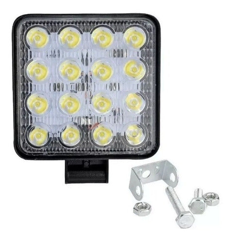 Faro Led Cuadrado 16 Led 48 Watts 12v/24v Auto Moto 4x4 0