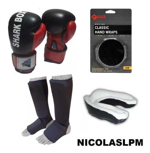 Special Offer: Boxing Kit with Focusing Gloves, Bag Mitts, and Wraps by Shark Box 8