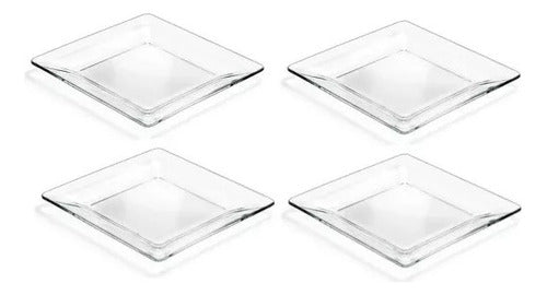 VICENTOLI Set of 4 Square Flat Plates - Durable Glass 0