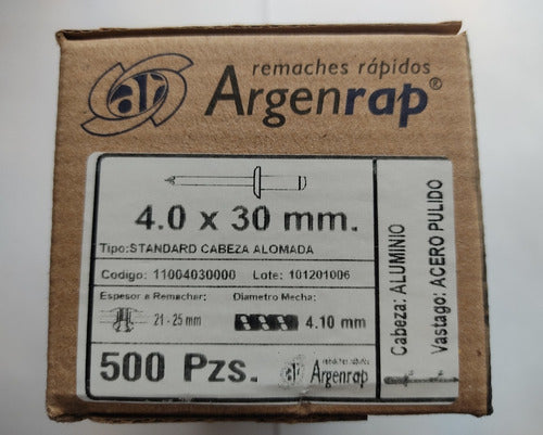 Aluminum Pop Rivet 4x30 - Argenrap - 500 Units 3