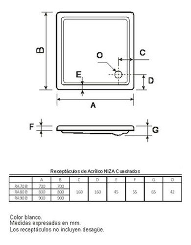 Receptáculo Khios Cuadrado Niza 80 X 80 2