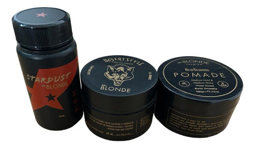 Kit Mr Blonde Ideal Peinado Barba Pelo Cera Pomada Polvo 0