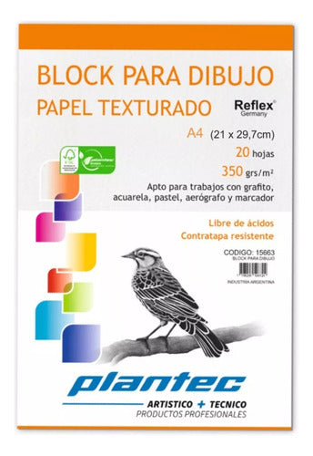 Plantec 4 Block Para Dibujo A4 20 Hojas 350grs 0