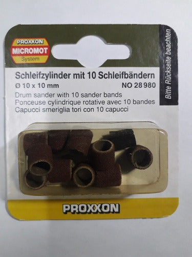 Proxxon Mini Drum Sanding Discs 10x10mm 10 Pack with Axle 5