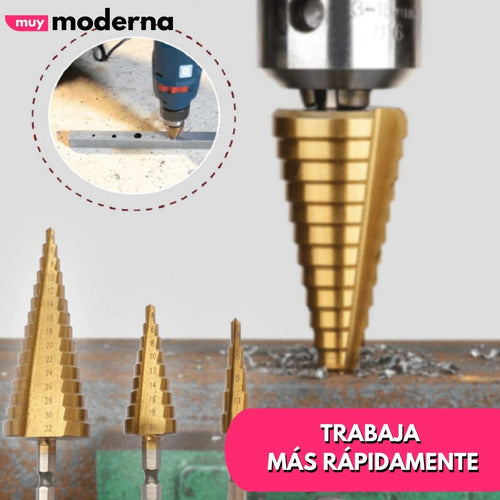 Muy Moderna Set of 3 Step Drill Bits – High-Speed Steel 2