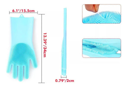 World Tech Silicone Dishwashing Gloves with Integrated Sponge 7