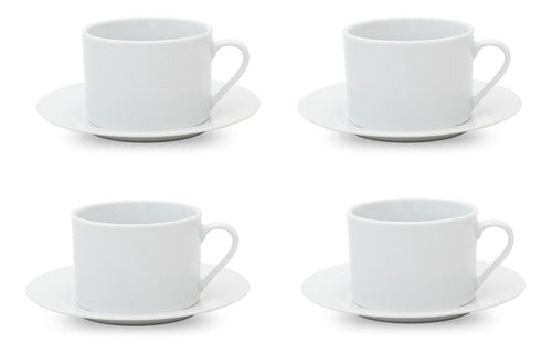 Selecta 4 Tea Cups w/ Plate 220ml White Porcelain 0