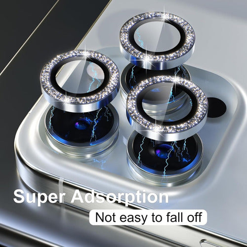Camera Lens Protector for iPhone 15 Pro Glitter Silver 6