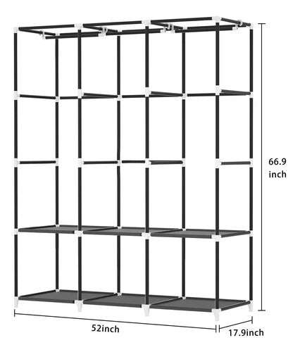 Generic Adjustable Organizer Wardrobe Closet with 3 Shelves 5