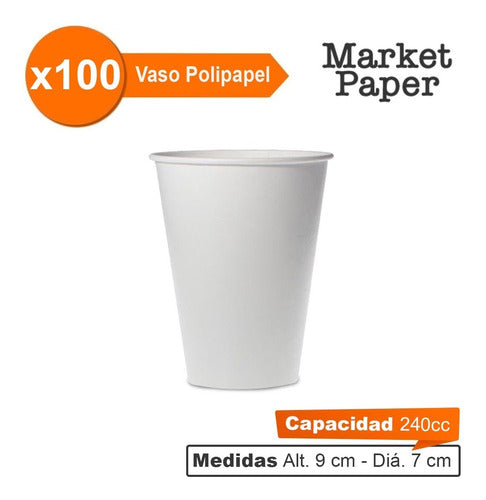 Vaso Descartable Polipapel Blanco 8oz (240cc) X 100 1