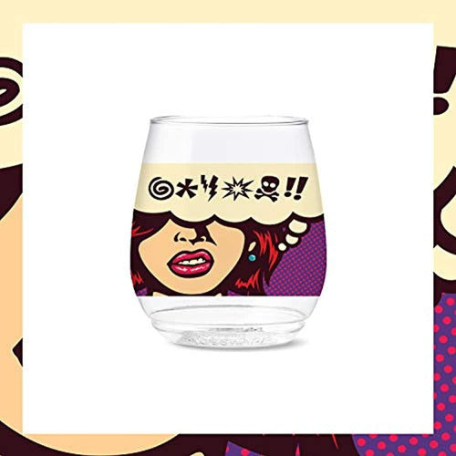 Tossware Pop 14oz Vino Pop Art Comic Series, Juego De 6, Cal 3