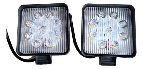 Square LED Spotlight 27W - Set of 2 - 4x4 Off Road Boat Agro Bar 0