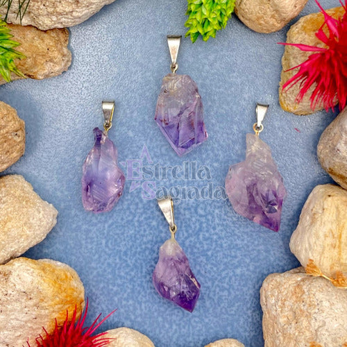 Estrella Sagrada Mini Raw Amethyst Pendant 1