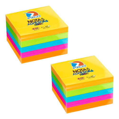 Ezco 2 Packs of Neon Sticky Notes 75 X 75 Mm 300 Sheets 0