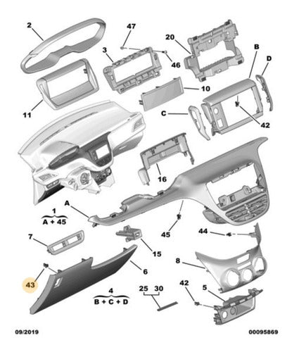 Peugeot 5 Metal Clips Tapa Fusiblera Torpedo Origina 1