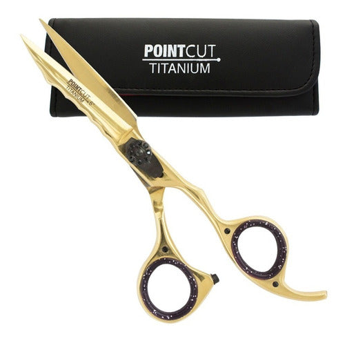 Pointcut Titanium Gold 6 Micro-serrated Hair Cutting Scissors 0