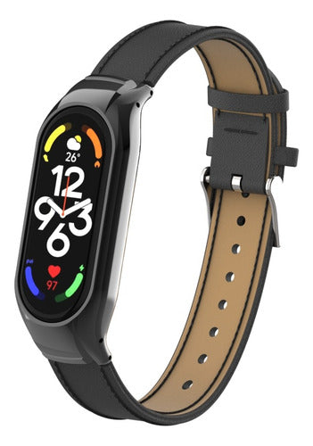 Faux Leather - Metal Mesh for Xiaomi Smart Band 7 3