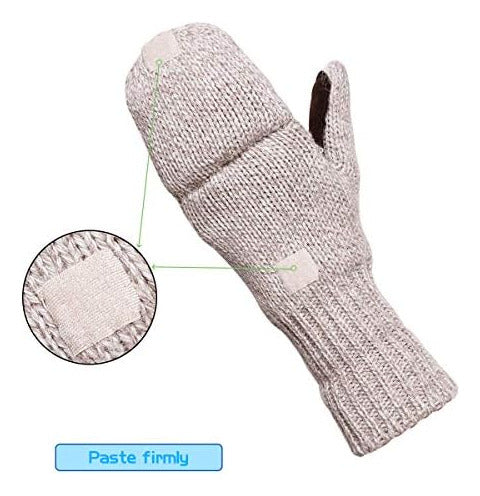 Omechy Winter Knitted Fingerless Gloves with Thermal Insulation 3