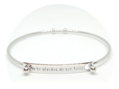 Barú Pulsera Esclava De Acero Frase No Te Olvides De Ser Feliz 0