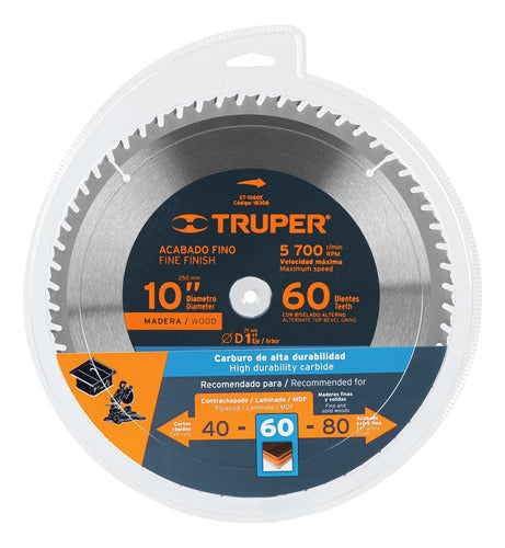 Sierra Circular Para Madera, De 10'', 60 Dientes, Truper 3