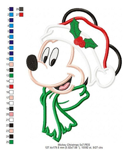 Matriz Para Bordados Maquina Mickey Mouse De Navidad 4561 1