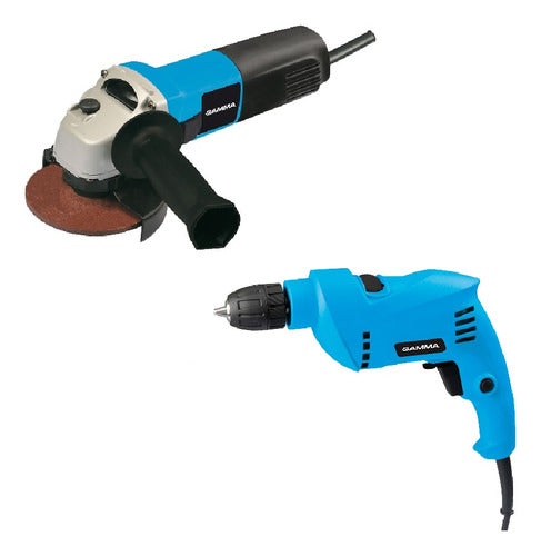 Gamma Kit Angle Grinder 4.1/2 + Impact Drill 650W 10m 0