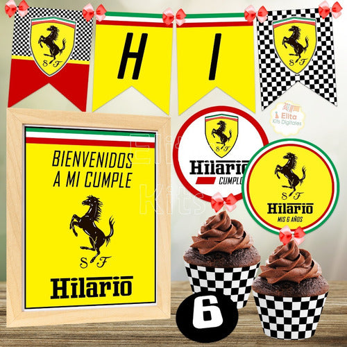 Elita Kits Digitales Formula 1 Uno Ferrari Party Decoration + Candy Bar Printable Kit 2