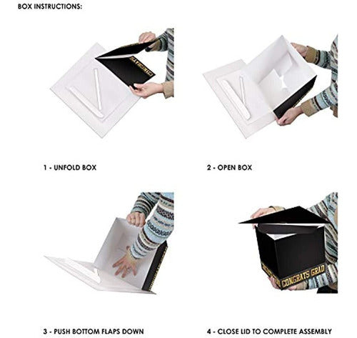 Caja De Tarjetas Beistle Grad Cap, Negro/dorado 1