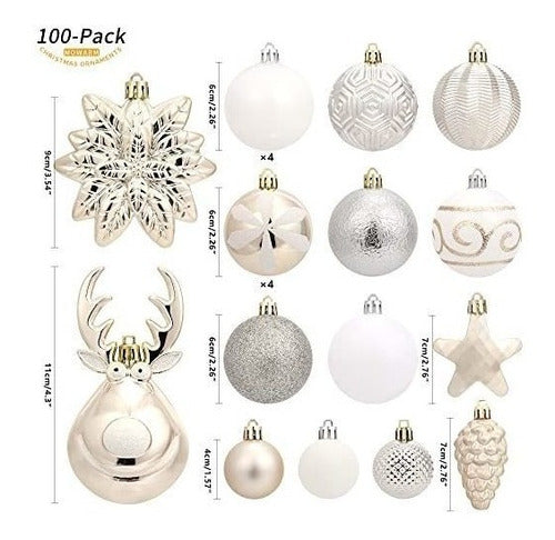 Kit Adornos De Navidad Mixtos Champagne Blanco Pack 100 1