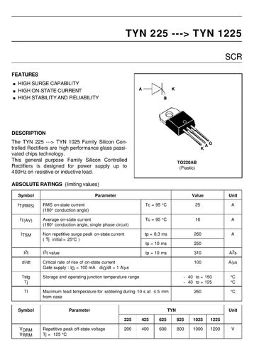 JIE JIE Microelectronics X5 Tyn825 Thyristor 25A 800V TO220 Replacement for Tyn625 Tyn1225 1