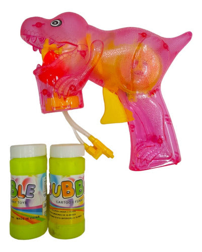 Generic Burbujero Pistola Dinosaurio Transparente C/ Luz En Blister 3