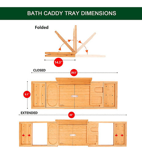 ~? Premium Bathtub Tray Caddy - Bandeja De Baño Expandible - 1