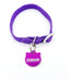 Medallas Para Perros Chapita Gatos Cara De Gato Violeta + Collar 1cm Elastizado 1