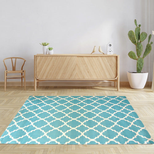 Modern Area Rug 100x150 French Design Turquoise Non-Slip 0