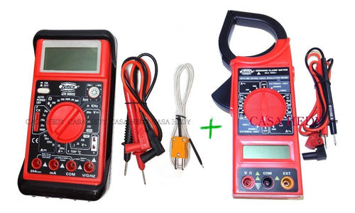 Zurich Digital Tester Kit ZR955 + ZR266 Amperometric Clamp + 2 9V Batteries 1