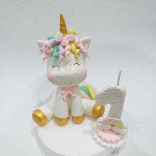 Unicorn Cake Topper Large With Number Candle 0