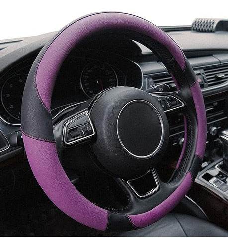 Xizopucy Purple Steering Wheel Cover, Universal Microfiber Leather, 37 to 39 Cm 0