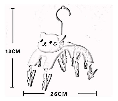 MyShopKawaii Cat-Shaped Hanging Clothes Rack + 10 Clips 26*11*11.5 cm 2