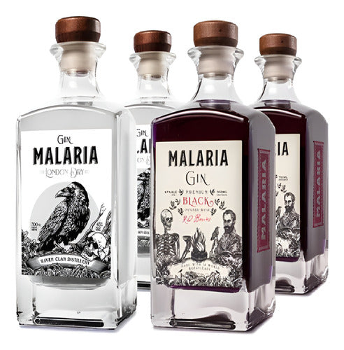 Malaria 2x London Dry Gin 700ml + 2x Malaria Black Gin 700ml 0