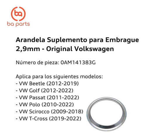 Arandela Suplemento Para Embrague 2,9 Mm Golf 2010 Al 2021 1