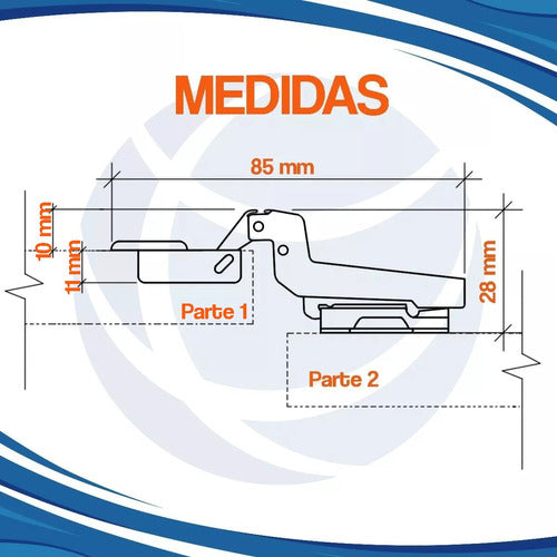 Cima Bisagra Mini Cazoleta 26 Mm Codo 18 - 50 Uds + Mecha 26 Mm 2