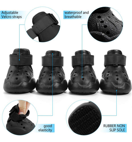 Zapatos Para Perro Verano Impermeables Negro 4 Pares 3