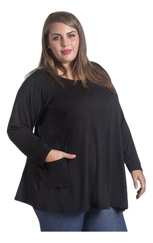 Kavachi Remeron Blusa Evase Con Bolsillos Talles Grandes Especiales 0